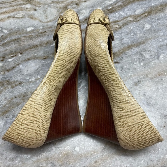 Tory Burch Mini Miller Open-Toe Wedge Shoes in trench tan women’s 8.5 - Picture 6 of 14